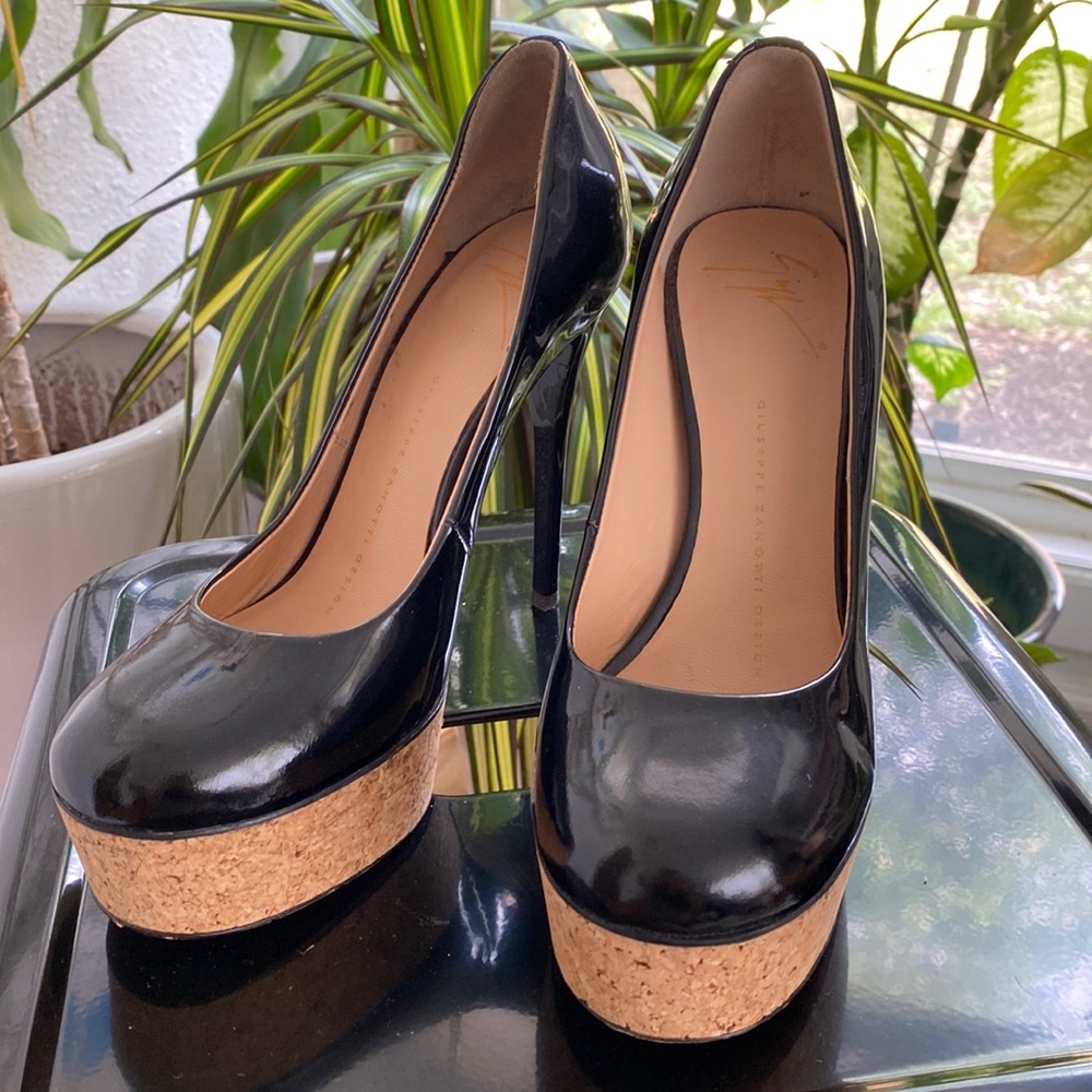 Zanotti black platform heels 36